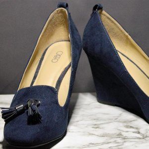 BLUE FAUX SUEDE WEDGE